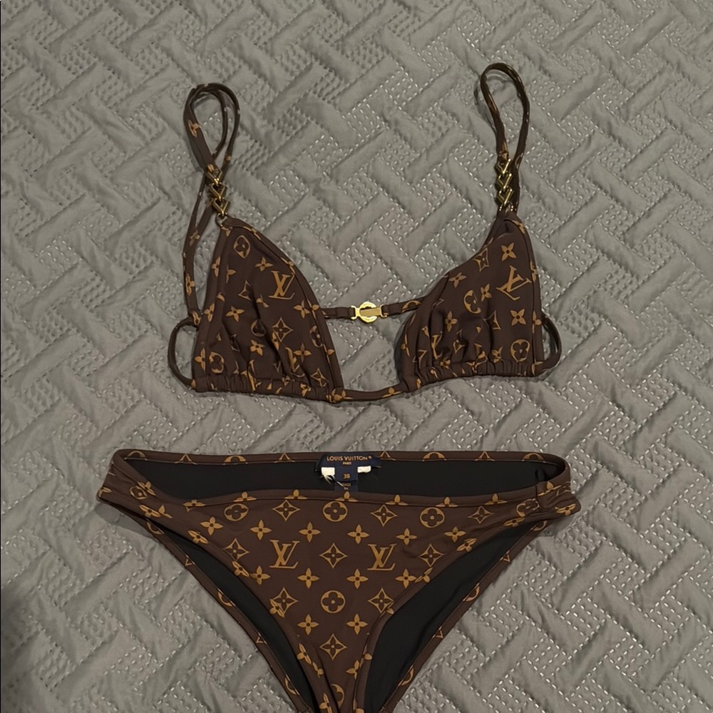Louis Vuitton Brown Monogram Bikini Set size 40 (us 8) top 38 (us6) bottoms.